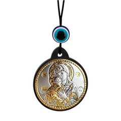 Брелок ікона Володимирська Богоматір срібна з позолотою