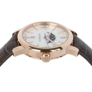 Часы наручные мужские Aerowatch 08937 RO01 кварцевые, с датой и фазой Луны, позолота PVD, коричневый ремешок
