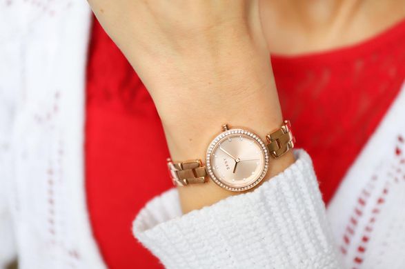 Часы наручные женские DKNY NY2826 кварцевые, с фианитами, цвет розового золота, США