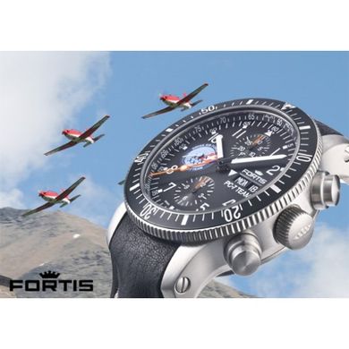 Швейцарские часы наручные мужские FORTIS 638.10.91 L.01, механический хронограф с вращающимся безелем