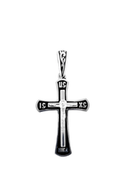 Крестик серебряный с эмалью