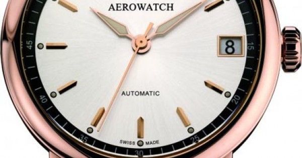 Часы наручные мужские Aerowatch 70930 RO02, механика с автоподзаводом, черный кожаный ремешок
