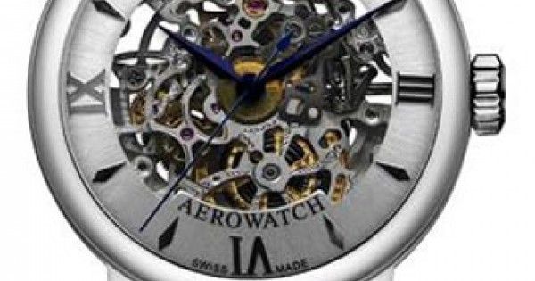 Часы наручные мужские Aerowatch 66937 AA08, механика с автоподзаводом (скелетон), коричневый кожаный ремешок