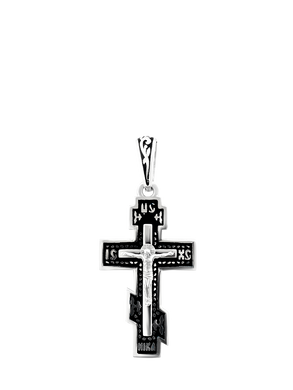 Крестик серебряный с эмалью