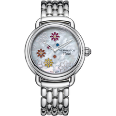 Часы наручные женские Aerowatch 44960 AA15M кварцевые на стальном браслете, перламутровый циферблат в цветах