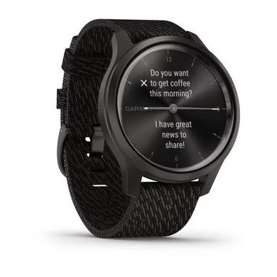 Смарт-годинник Garmin Vivomove Style графіт, алюмінієвий корпус, чорний нейлоновий ремінець