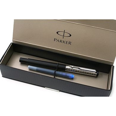 Ручка перьевая Parker Vector Premium Satin Black SS Chiselled FP 04 012B