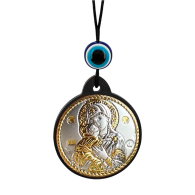 Брелок икона Владимирская Богоматерь серебряная с позолотой