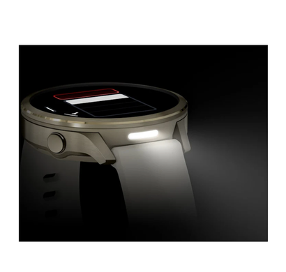 Смарт-годинник Garmin Venu 4 (41 мм) місячне золото із силіконовим ремінцем кольору кістки та шкіряним світло-пісочним ремінцем
