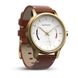 Смарт-годинник Garmin Vivomove Premium зі сталевим корпусом і коричневим шкіряним ремінцем, золотистий 1