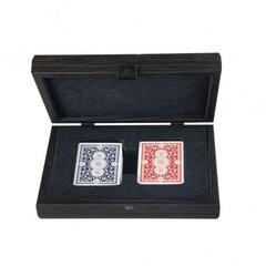 CDE10 Manopoulos Plastic coated playing cards in Dark Grey colour Leatherette wooden case
