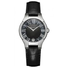 Часы наручные женские Aerowatch 06964 AA04 28DIA кварцевые, 28 бриллиантов, черный кожаный ремешок