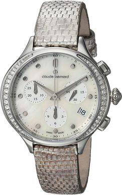 Часы наручные женские Claude Bernard 10232 3P NAIN, кварцевый хронограф с кристаллами Swarovski