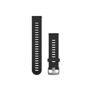 Ремешок Garmin для часов Forerunner 245/645/Vivoactive/Vivomove (20 мм) силиконовый черный с серебристой застежкой