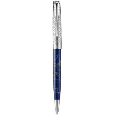 Ручка шариковая Parker SONNET 17 SE Atlas Blue Silver PT BP 88 332 латунная с серебряным колпачком