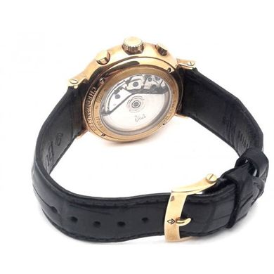 Часы наручные мужские Bunz 67014399, механический хронограф в золотом корпусе, ремешок из кожи аллигатора