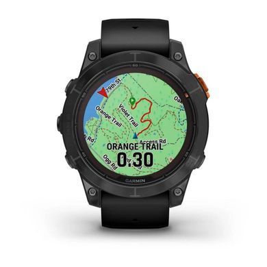 Смарт-годинник Garmin Fenix 7 Pro (без Wi-Fi) - Solar Edition - сланцево-сірий з чорним ремінцем