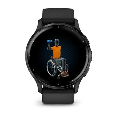 Смарт-годинник Garmin Venu 3, безель з нержавіючої сталі, чорний корпус, силіконовий ремінець
