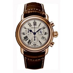 Часы-хронограф наручные мужские Aerowatch 83926 RO01 кварцевые, с датой, розовая позолота PVD, кожаный ремешок