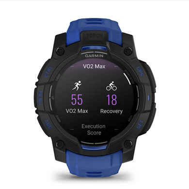 Смарт-часы Garmin Instinct 3 (45 мм) AMOLED черные с сине-черным ремешком