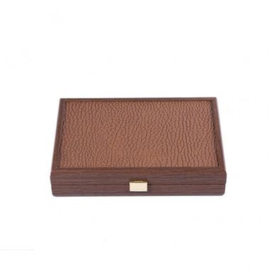 CDE20 Manopoulos Plastic coated playing cards in Caramel colour Leatherette wooden case