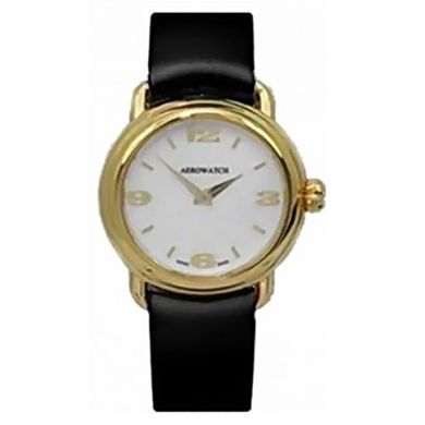 Часы наручные женские Aerowatch 28915 R107 кварцевые классические на черном сатиновом ремешке