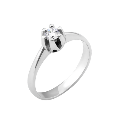 Серебряное кольцо с одним камнем Бутон