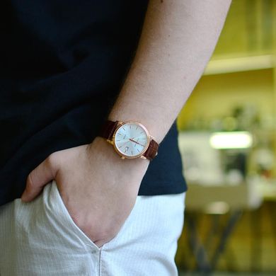 Часы наручные мужские Claude Bernard 53009 37R AIR кварцевые с датой, коричневый фактурный ремешок из кожи