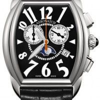Часы-хронограф наручные мужские Aerowatch 84957 AA04 кварцевые, "бочка", дата и фаза Луны, черный циферблат