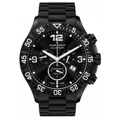 Часы-хронограф наручные мужские Claude Bernard 10202 37N NIN, кварц, с датой, на браслете, черное покрытие PVD