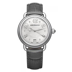 Часы наручные женские Aerowatch 42960 AA02 кварцевые с бриллиантами на сером кожаном ремешке