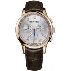 Часы наручные мужские Aerowatch 83966 RO01 кварцевые с хронографом и датой, коричневый ремешок