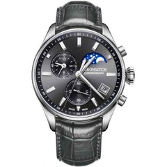 Годинники наручні чоловічі Aerowatch 78990 AA01 кварцові, з хронографом і місячним календарем, чорний ремінець