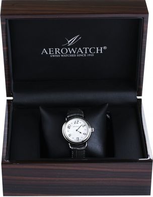 Часы наручные женские Aerowatch 42960 AA02 кварцевые с бриллиантами на сером кожаном ремешке