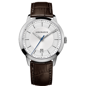 Годинники наручні чоловічі Aerowatch 42972 AA07 кварцові, з датою, на коричневому шкіряному ремінці