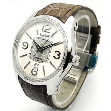 Часы наручные мужские Korloff CAK42/4W3, механика с автоподзаводом, бриллианты, ремешок из кожи аллигатора