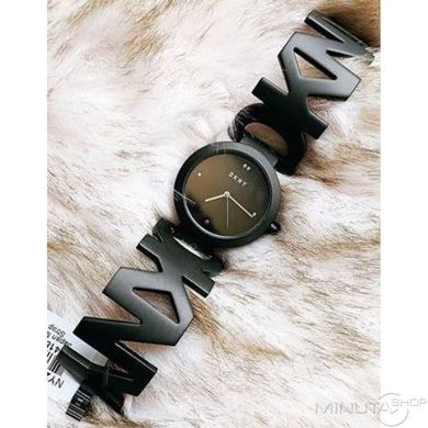 Часы наручные женские DKNY NY2771 кварцевые, черные, браслет из букв, США