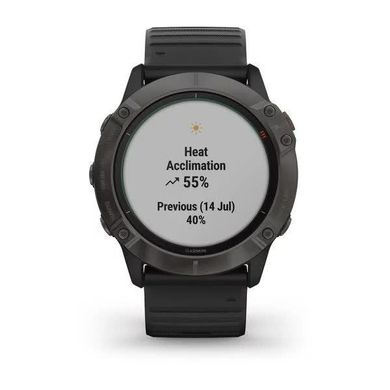 Смарт-годинник Garmin Fenix 6X Pro Solar титановий сірий DLC з чорним ремінцем