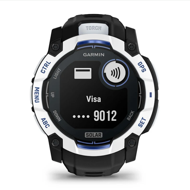 Смарт-часы Garmin Instinct 3 (50 мм) Solar, цвет белый камень с черно-синим ремешком
