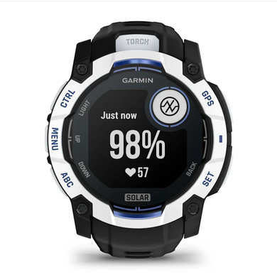 Смарт-часы Garmin Instinct 3 (50 мм) Solar, цвет белый камень с черно-синим ремешком