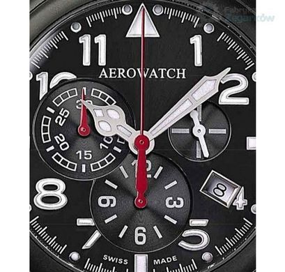 Часы-хронограф наручные мужские Aerowatch 83939 NO05 кварцевые, с датой, черный кожаный ремешок