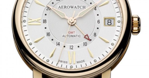 Годинники наручні чоловічі Aerowatch 71930 RO04 механічні (автопідзавод), з датою і GMT, колір рожевого золота