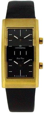 Часы наручные мужские Continental 2407-GP258 кварцевые, второй часовой пояс, черный кожаный ремешок