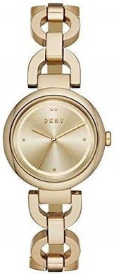 Часы наручные женские DKNY NY2768 кварцевые, браслет из букв, цвет желтого золота, США