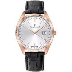 Часы наручные мужские Claude Bernard 70201 37R AIR, кварцевые, с розовым покрытием PVD, на кожаном ремешке