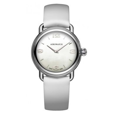 Годинники наручні жіночі Aerowatch 31925 AA05 кварцові класичні на білому сатиновом ремінці