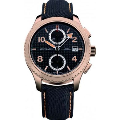 Годинник-хронографія наручні чоловічі Aerowatch 61929 RO02 механічні (автопідзавод), тканинний ремінець