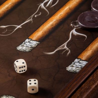 BXL1ROB Handmade wooden Backgammon Large Robusto cigar with Side Racks