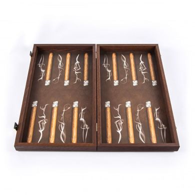 BXL1ROB Handmade wooden Backgammon Large Robusto cigar with Side Racks