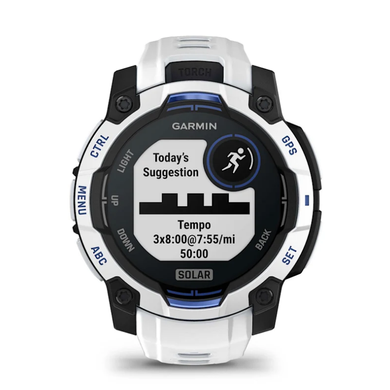 Смарт-часы Garmin Instinct 3 (45 мм) Solar, цвет белый камень с ремешком Whitestone/Bolt Blue